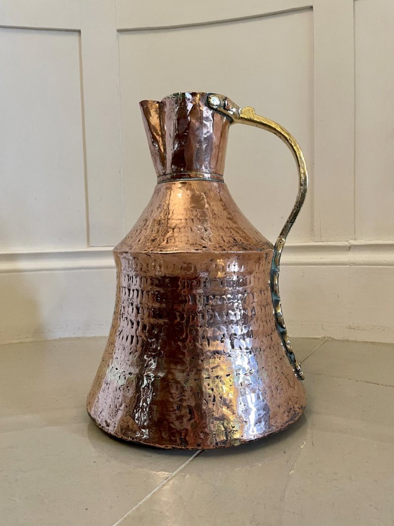 Large Antique Arts and Crafts Copper and Brass Milk Jug